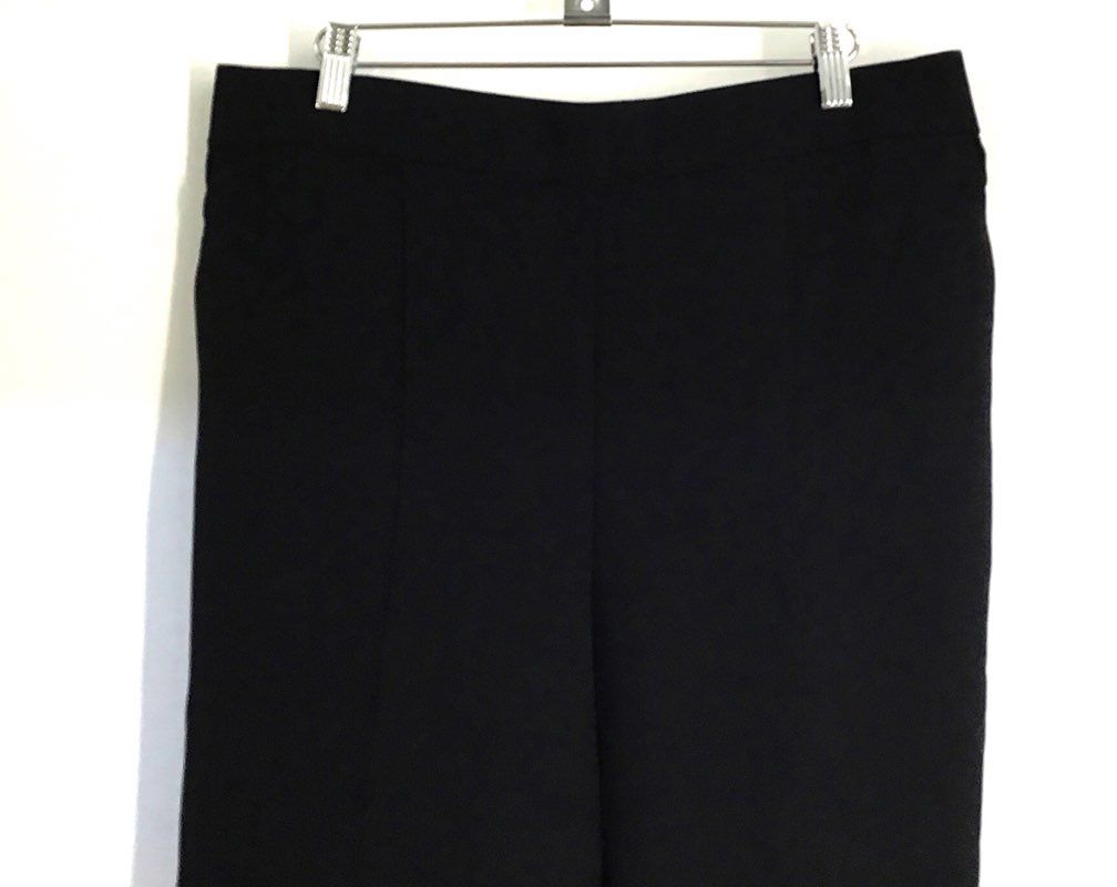 Ann Taylor Women's Black Flat Front Elastic Back Tapered Leg Pants Size L