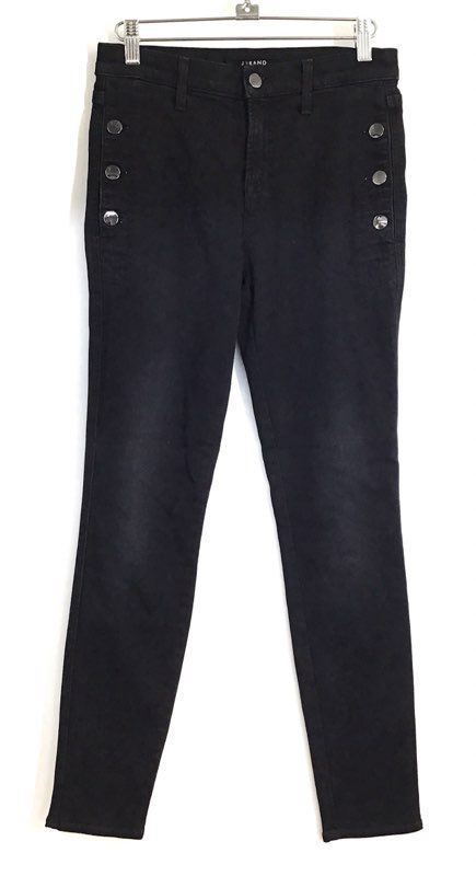J Brand Women's Black Sailor Button High Rise Skinny Stretch Jeans Sz 26