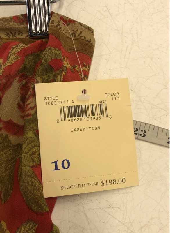 NWT Vintage Y2K Dana Buchman Expedition Red Floral Silk Wrap Skirt Sz 10