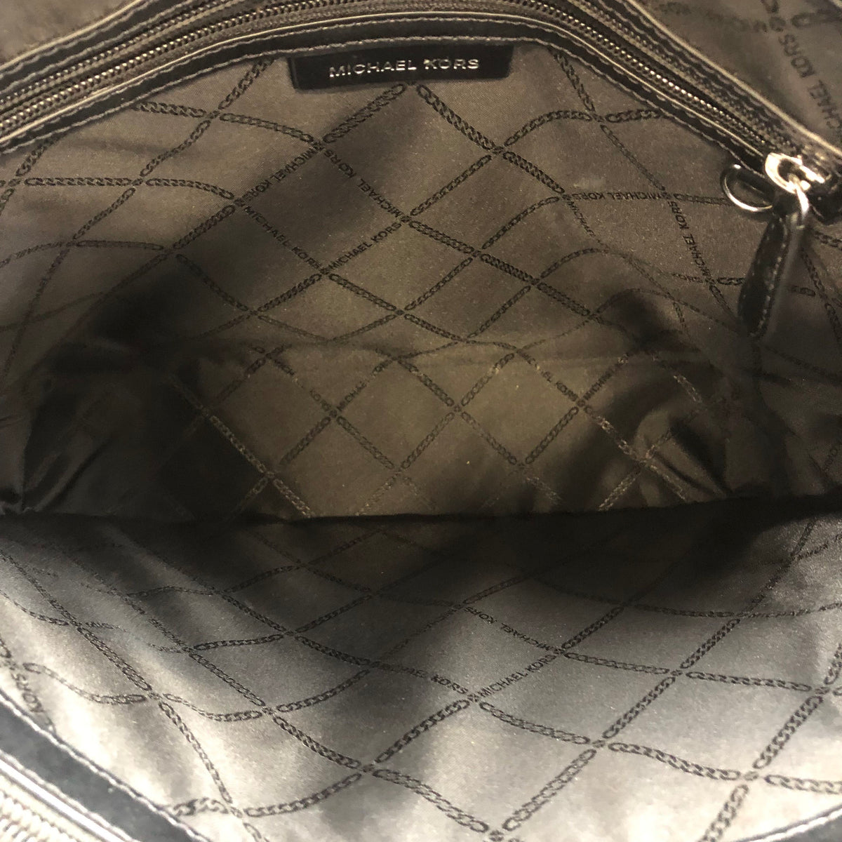 Michael Kors Gilly Multicolor Signature Canvas Drawstring Tote Bag Silver COA
