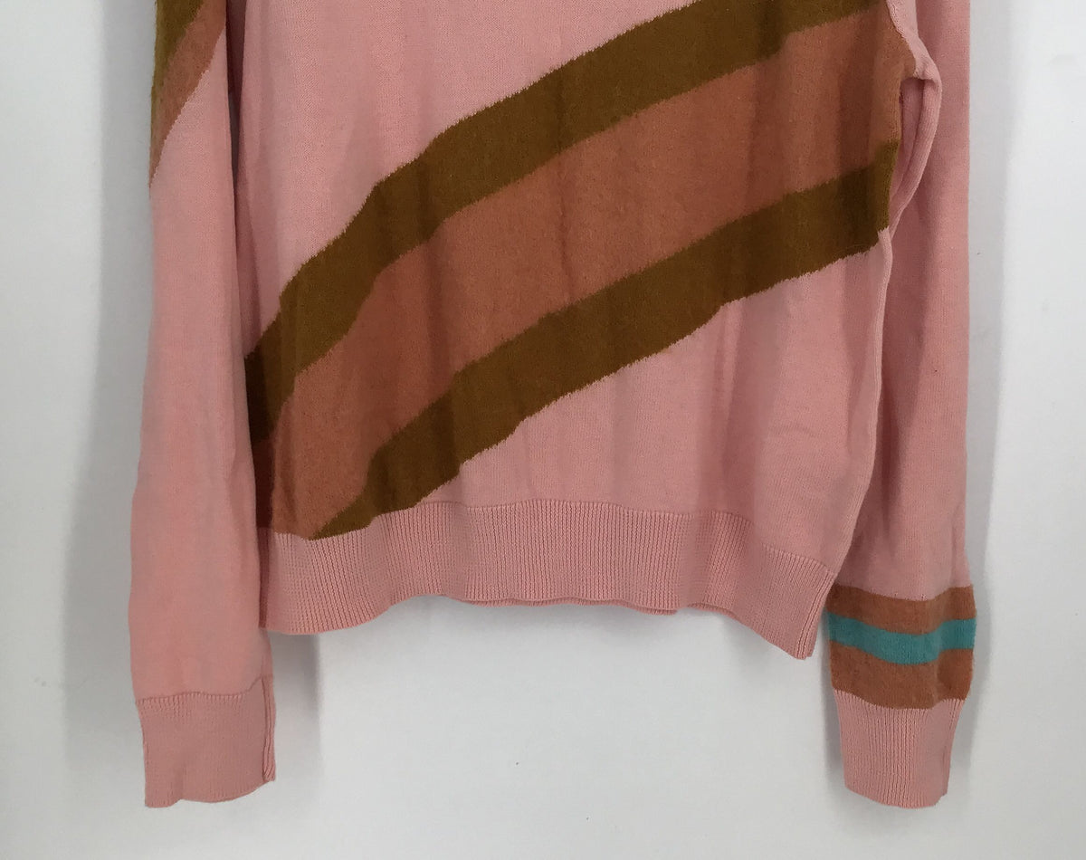 NWT Anthropologie Women&#39;s Pink Brown Long Sleeve Pullover Sweater - Size Large