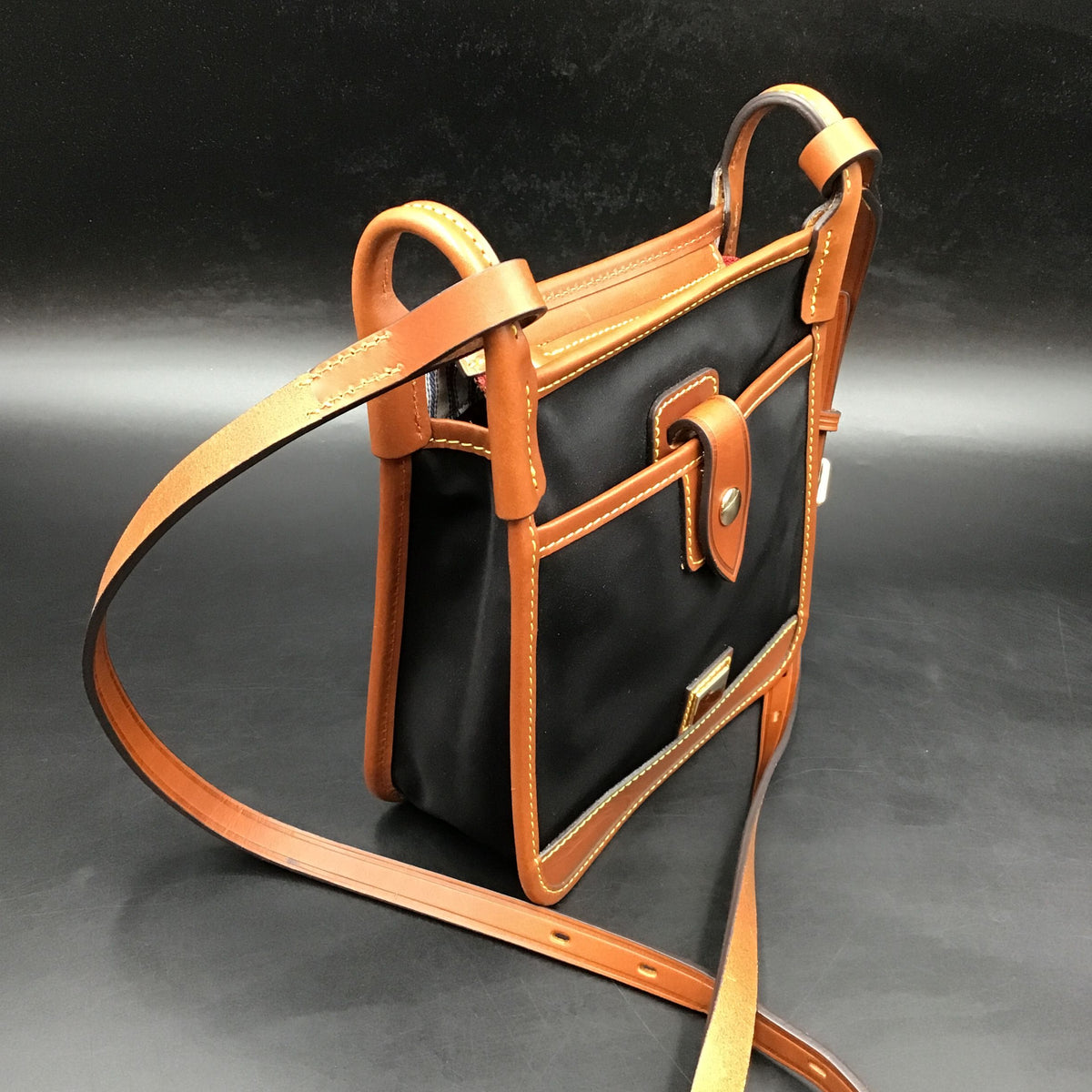 Dooney & Bourke Black\Brown Nylon\Leather 'Letter Carrier' Crossbody Bag (+COA)