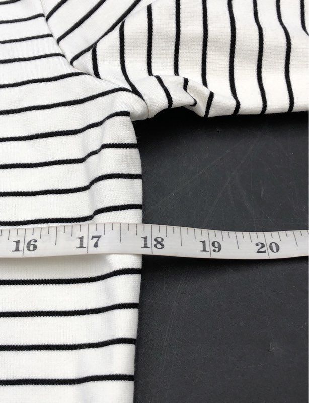 Sonnet James Women's White Black Striped A Play Dress Long Sleeve Jersey Sz S