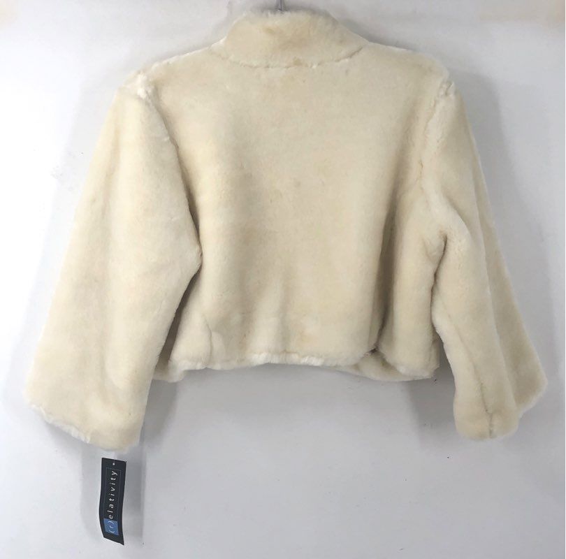 Relativity Women's Ivory Faux Fur Cropped Jacket Bolero Shrug Sz M NWT