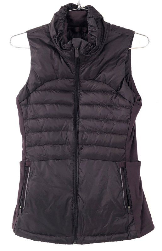 Lululemon Women's Down For A Run Puffer Vest Plum Purple Full Zip Funnel Neck 4