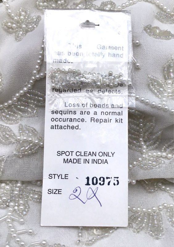 Lawrence Kazar Women's Vintage 90s Ivory Beaded Sequin Formal Dress Sz 2X NWT