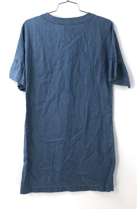 Vineyard Vines Women's Chambray Flutter Sleeve Lace-Up Dress Blue NWT Sz 0