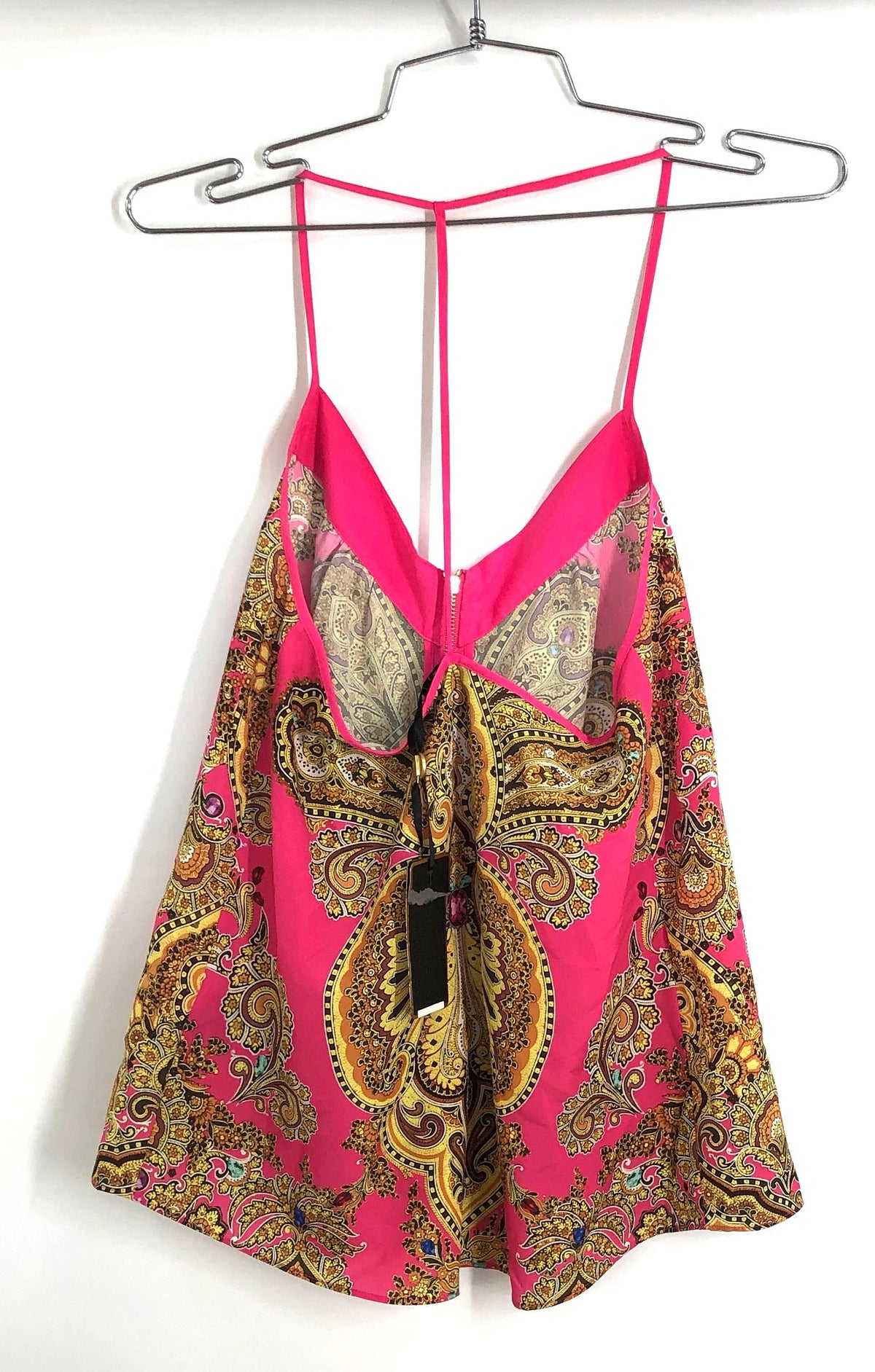 Ted Baker Women's Bright Pink Hevea Jewel Paisley Zip Front Cami Sz S NWT
