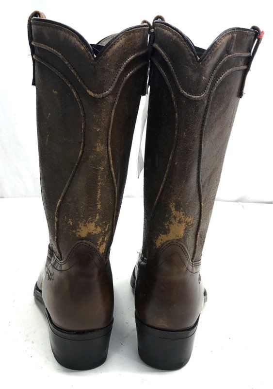 Vintage Dingo Brown Leather Square Toe Western Cowboy Boots Men's Size 11D