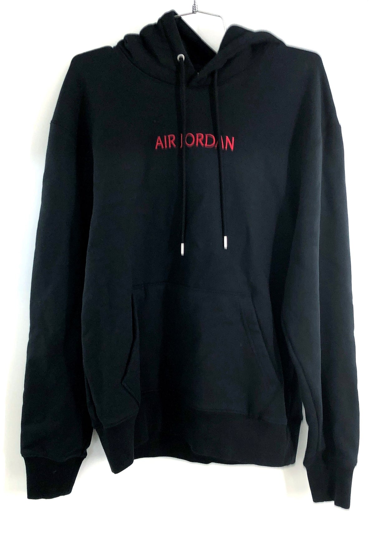 Air Jordan Men's Black Pullover Hoodie Red Embroidered Script Logo Sz S