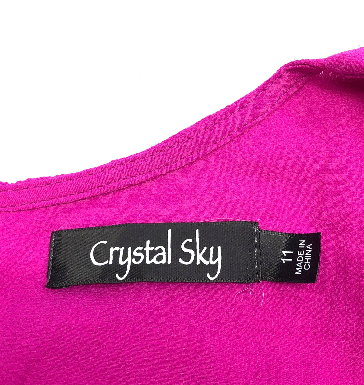 Crystal Sky Women's Fuchsia Pink Rhinestone Waist Romper Maxi Dress NWT Sz 11