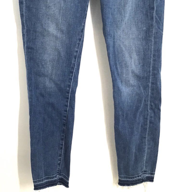 7 For All Mankind Women's Blue High Rise Exposed Button Fly Skinny Jeans Sz 25