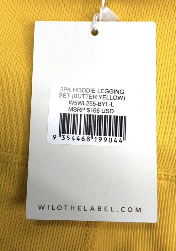 WILO The Label Women's Butter Yellow Ribbed High Waisted Leggings Sz L NWT