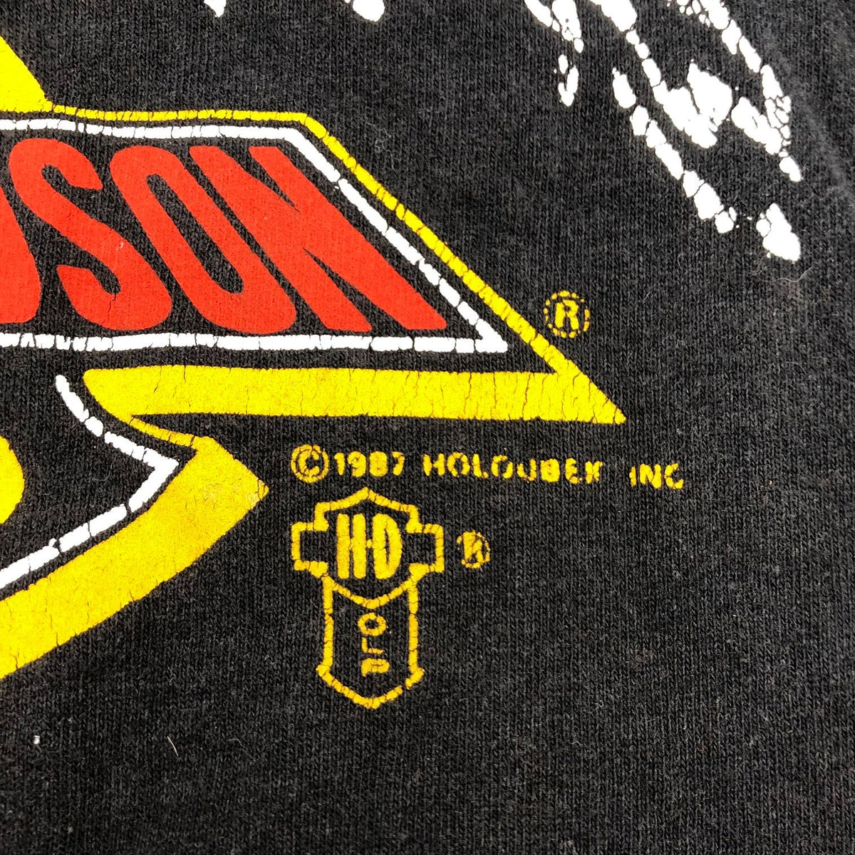 Vintage 1987 Harley-Davidson Holoubek Black T-shirt w/ Eagle/Shield Logo - Sz XL