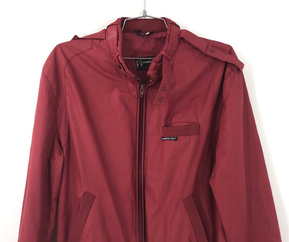 Members Only Men's Red Bomber Jacket - Size 40