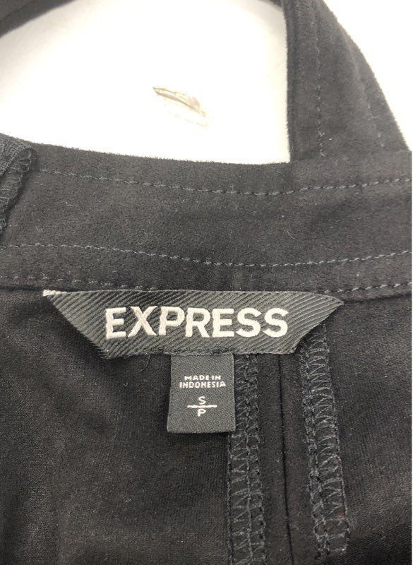 Express Women's Black Faux Suede Fit and Flare Dress Sleeveless Scalloped Sz S
