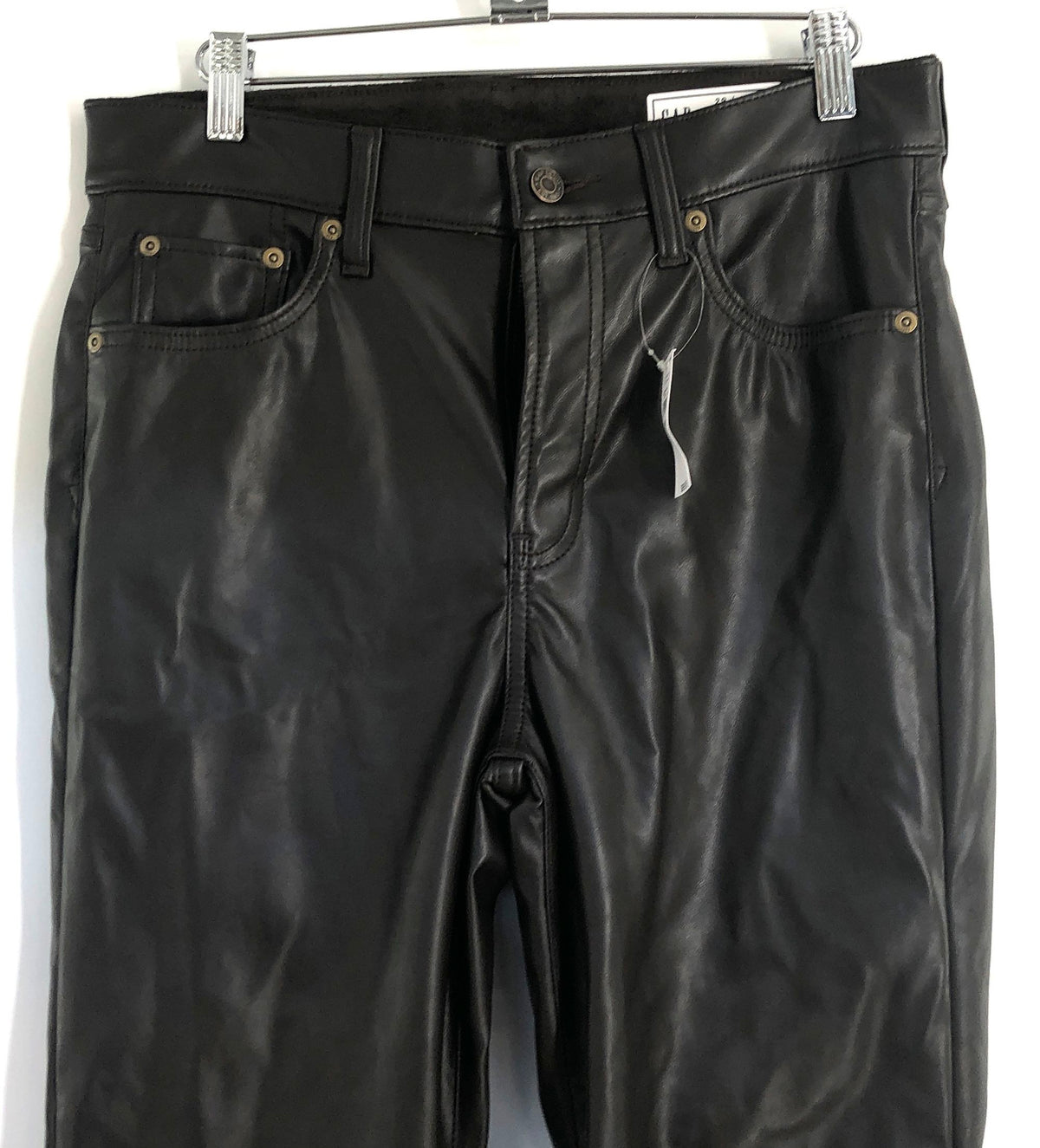 GAP Women's Black Faux Leather '90s Straight High Rise Pants NWT Sz 8R 29