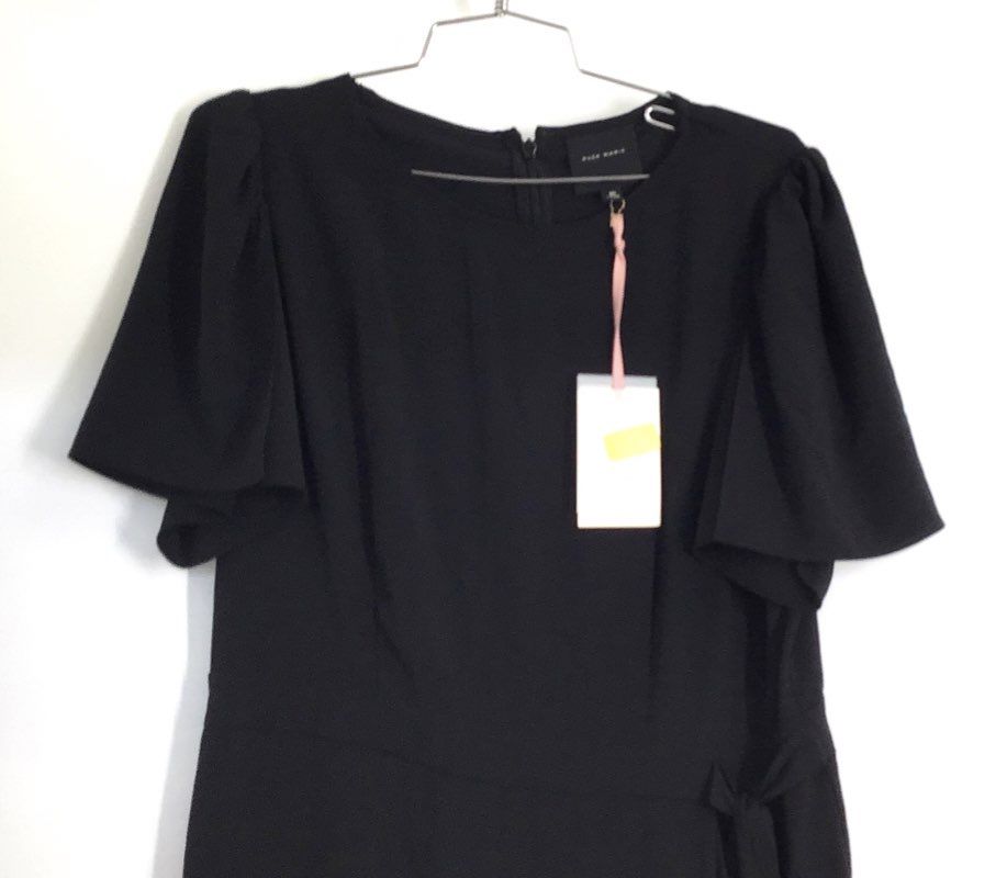 Alex Marie Women's Shelley Black Ruffle Short Sleeve Wrap Dress NWT Sz 10