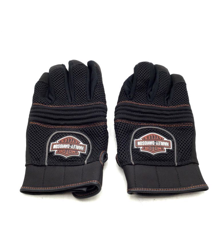 Harley-Davidson Men&#39;s Black Brown Mesh Full-Finger Riding Gloves - Size Small