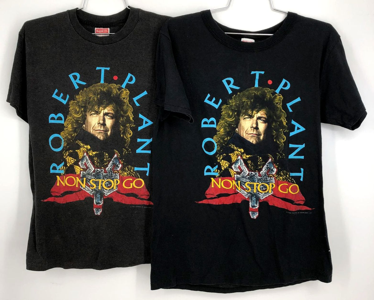 LOT of 2 Vintage 1988 Robert Plant &quot;Non Stop Go&quot; Tour Band T-Shirts - L &amp; XL