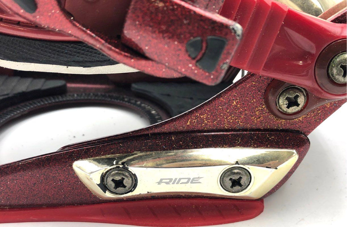 Ride King Snowboard Bindings Maroon Metallic Red Pair Team Series