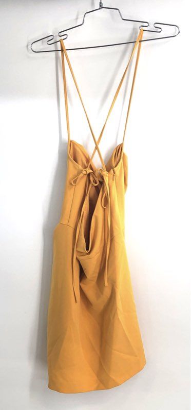 Gianni Bini Women's Miley Crepe Dress Goldfinch Yellow Strappy Mini Sz 6 NWT