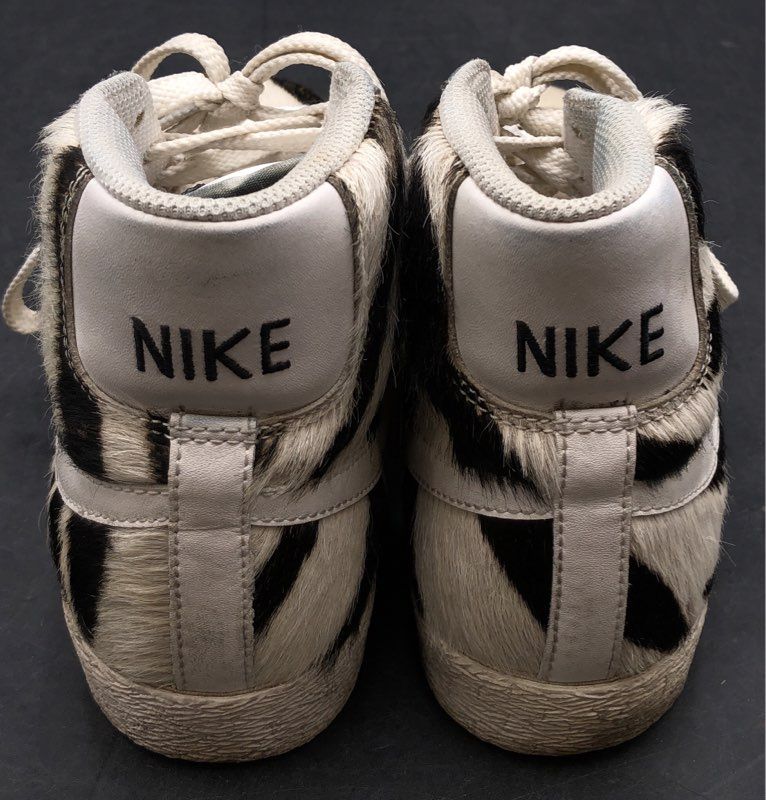Nike Blazer Mid Pony Hair Zebra Black White Sneakers Women's Size 8