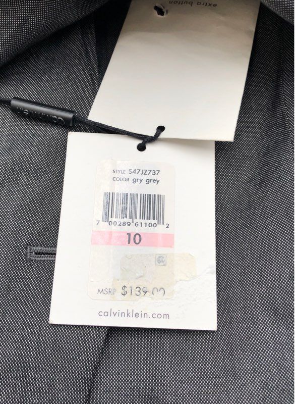 NWT Calvin Klein Women&#39;s Gray Single-Breasted Blazer - Size 10