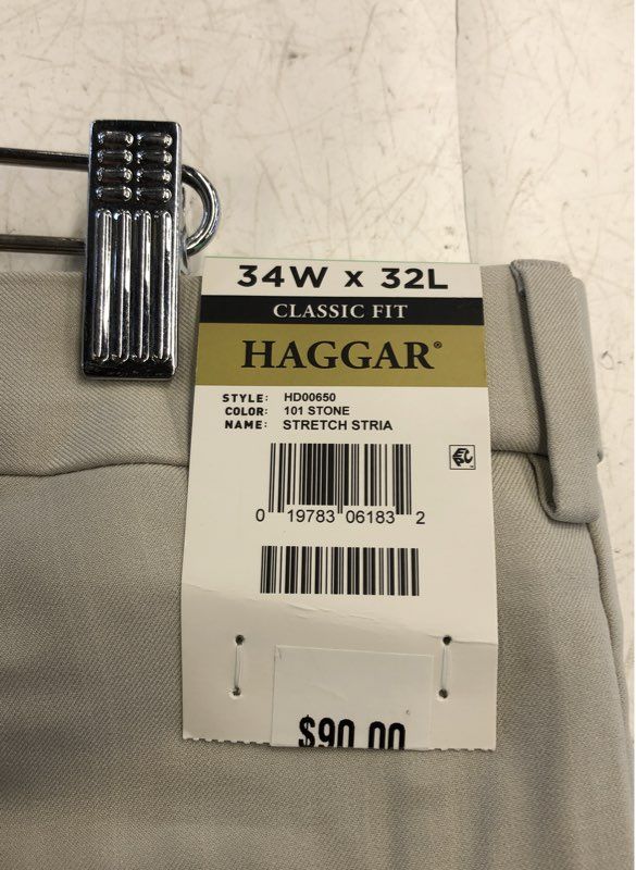 NWT Haggar Men's Stone Gray Dress Pant - Size 34WX32L