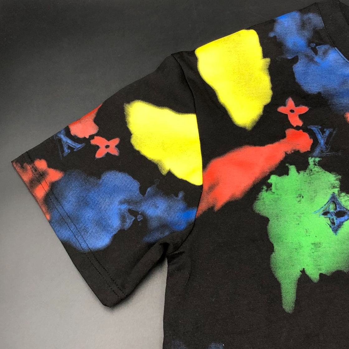 NWT Louis Vuitton Inspired Men's Black/Multicolor Splash Print T-Shirt - Sz 2XL