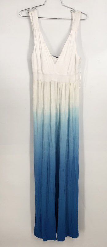 NWT Kristin Davis Women&#39;s White Blue Ombre Maxi Dress - Size XS