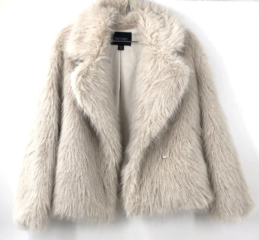 NWT Karen Kane Women's Ivory Faux Fur Crop Jacket - Size XS
