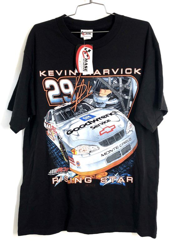 Vintage 2001 Kevin Harvick #29 NASCAR Rising Star T-Shirt Chase Authentics Sz L
