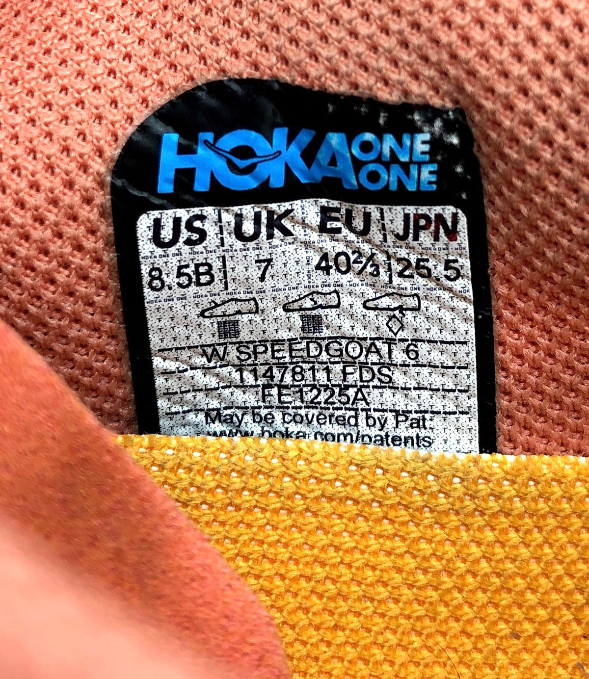 Hoka One One Speedgoat 5 Coral Orange Yellow Trail Running Shoes Women's 8.5