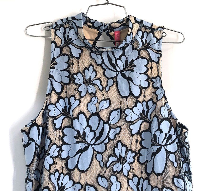 Plenty by Tracy Reese Women's Misty Blue Floral Lace Mock Neck Dress NWT Sz 12