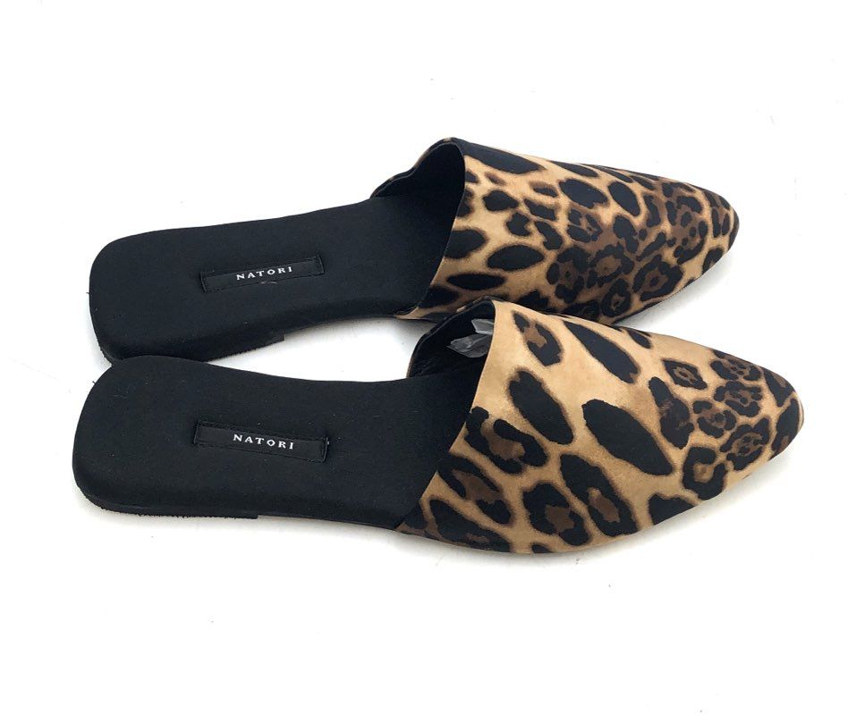 Natori Leopard Print Pointed Toe Mule Flat Slides Women's Size 9 NIB