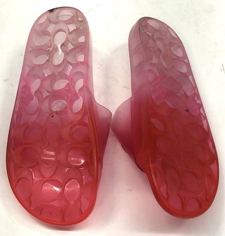 Coach Signature C Jelly Slides Translucent Pink Slide Sandals Women's Size 10