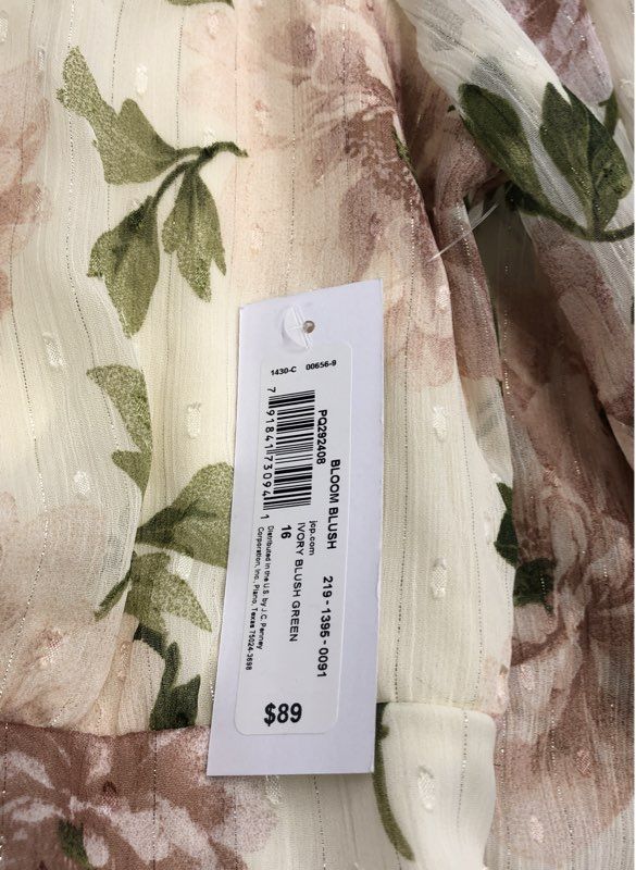 Premier Amour Women's NWT Bloom Blush Floral Maxi Dress Long Sleeve Sz 16