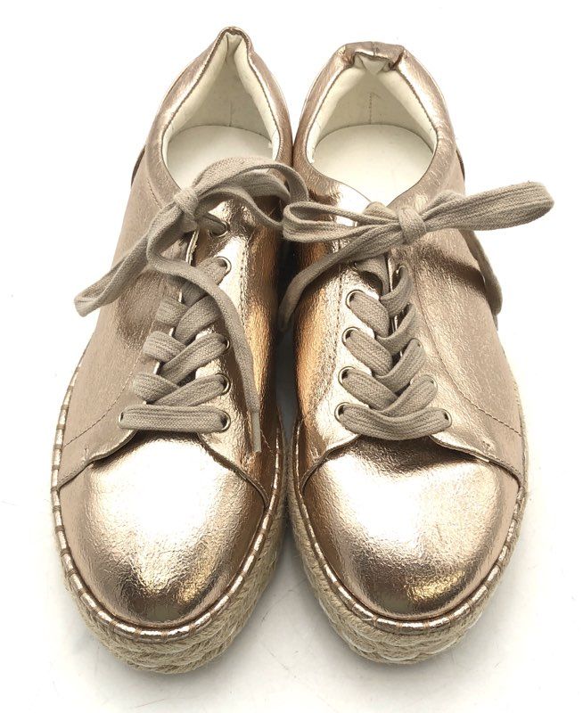 Zara Rose Gold Metallic Espadrille Platform Fashion Sneakers Size UK 4