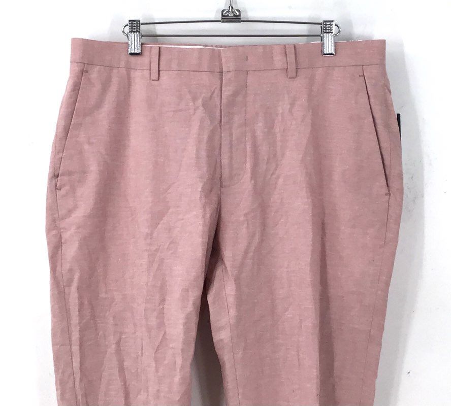 NWT Perry Ellis Men's Pink Slim Fit Straight Leg Dress Pant - Size 34X30