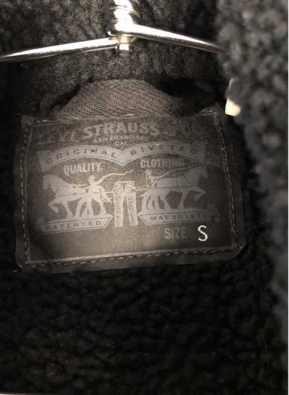 Levi's Men's Sherpa Trucker Jacket Black Denim Fleece Lined Sz S