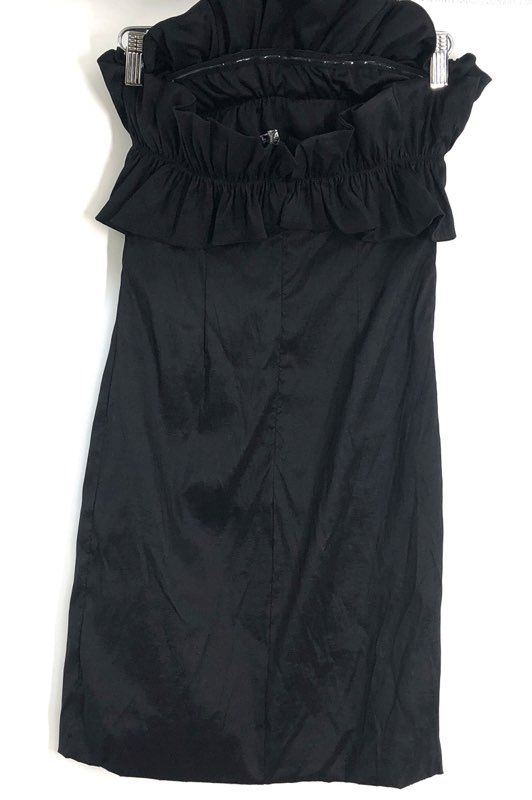 Thirty Three Women's Black Strapless Ruffle Cocktail Sheath Dress Sz M
