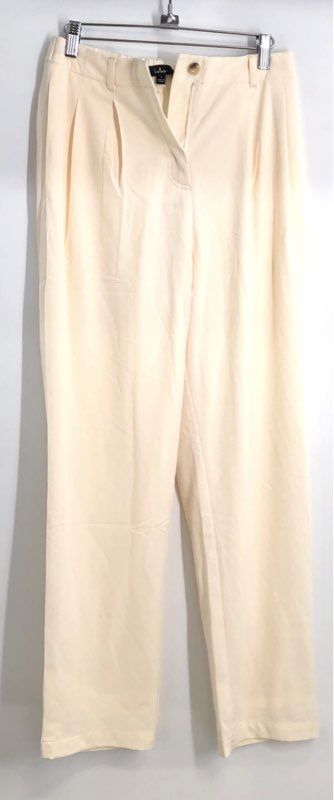 Lulus Women's Cream Pleated High Rise Wide Leg Pants Elastic Back NWT Sz S