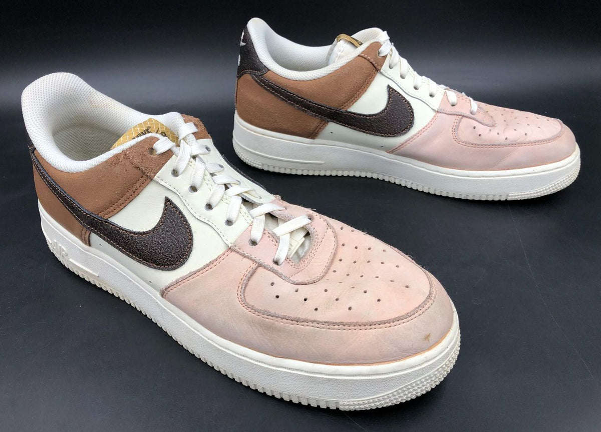 Nike Air Force 1 Low &#39;Neapolitan&#39; Men&#39;s White/Brown/Pink Sneakers - Sz 12 (+COA)