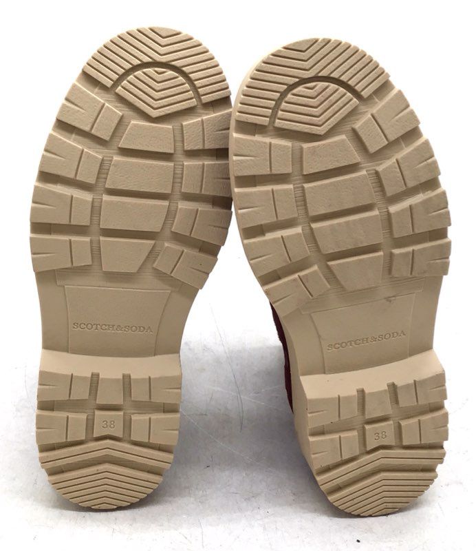 Scotch & Soda Aubri Burgundy Suede Lug Sole Chelsea Boots New Women's Size 38