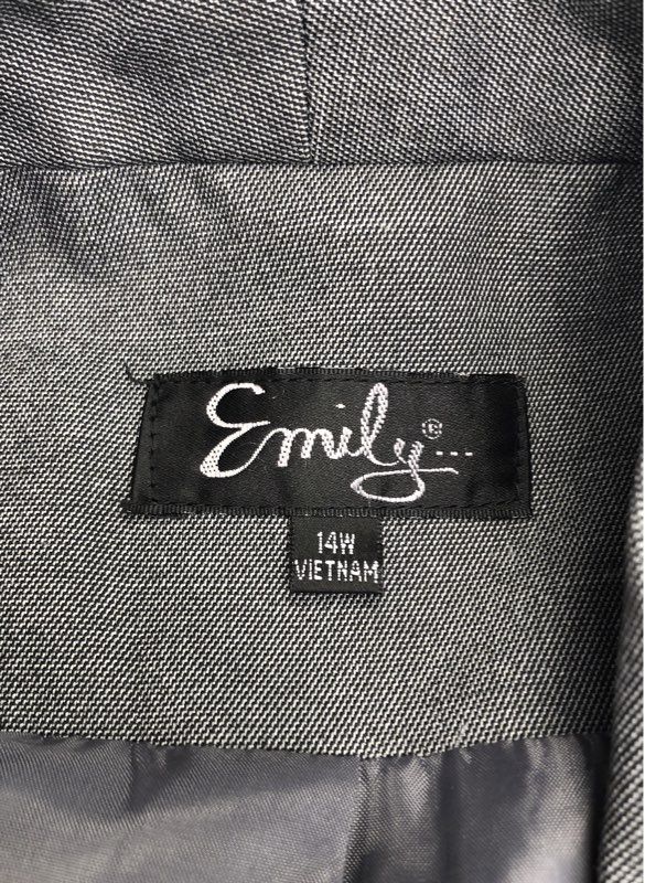 Emily Women's Gray 2pc Jacket Dress Set Textured Plus Size 14W NWT