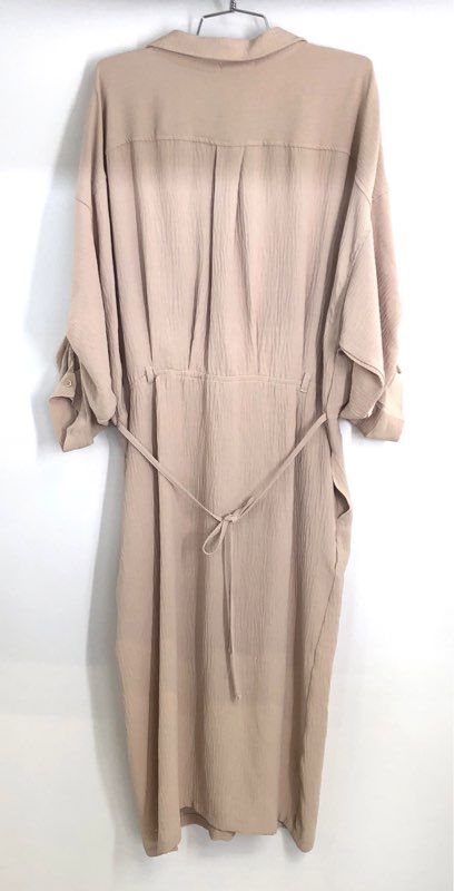 Max Studio Women's Papyrus Beige Textured Button Front Shirt Midi Dress XL NWT