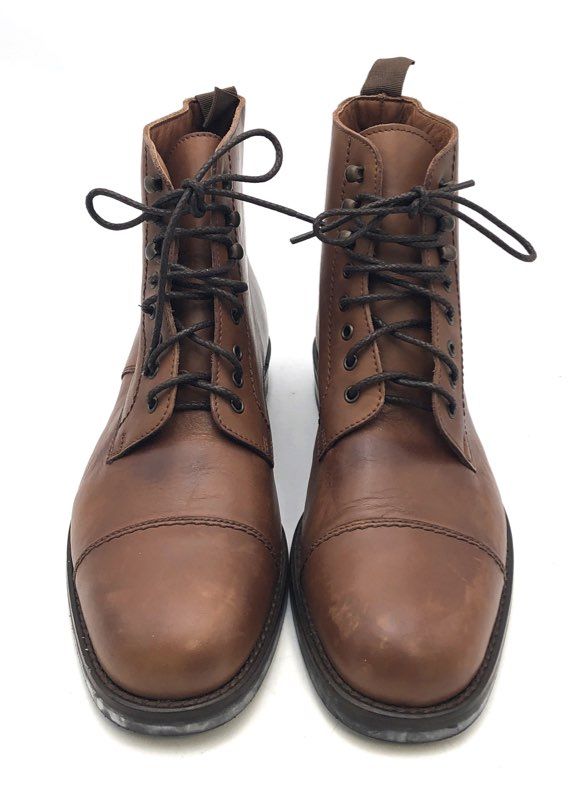 Coach J203 Brown Leather Cap Toe Lace Up Boots Made in Italy Men's Size 8.5