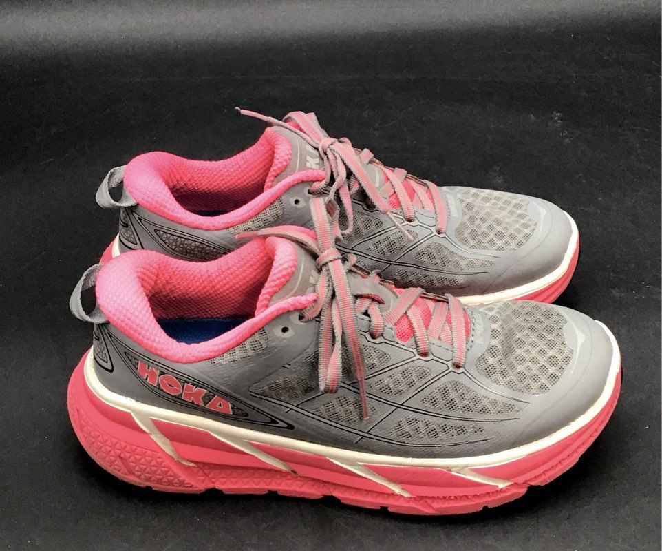 Hoka One One Women's Clifton 2 Gray Pink Athletic Shoes - Size 6.5