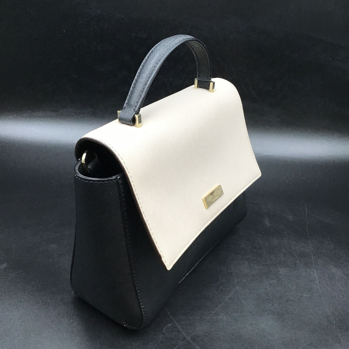 Kate Spade Cream\Black Leather 'Brynlee Color Block' Satchel Bag (+COA)